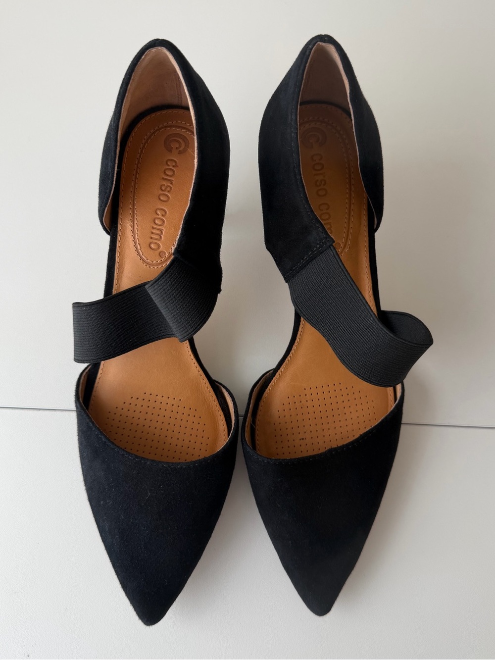 Denice Pump CC Corso Como Black Leather Point Toe Ankle Strap Heels Size 6.5 - Picture 5 of 10